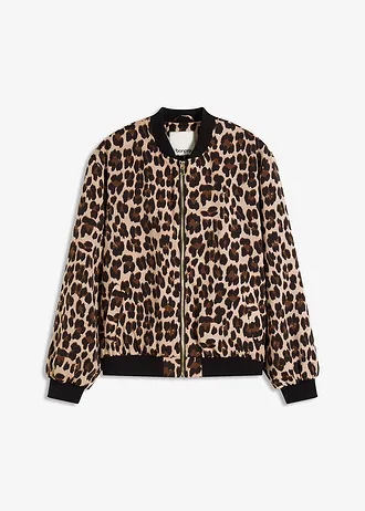 Bluzon ze splývavého saténu • hnědá s leopardím potiskem • bonprix obchod