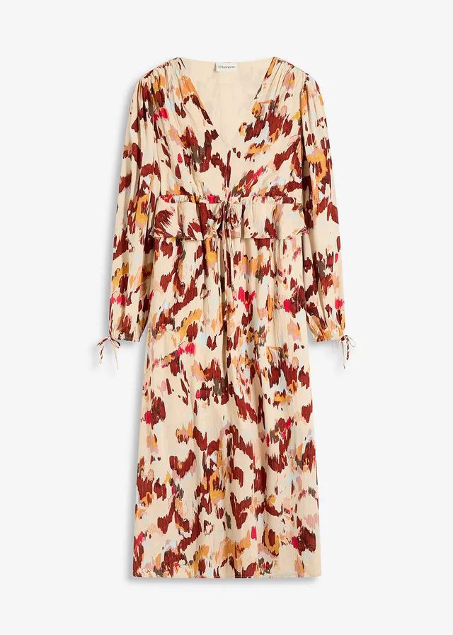 Rochie midi cu imprimeu , cu Lurex