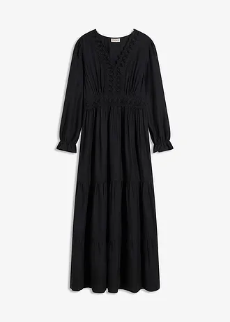 Robe longue avec dentelle • noir • Boutique bonprix
