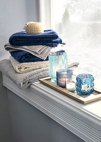 Plateau bougeoir avec 4 bougies chauffe-plat • bleu-naturel • Boutique bonprix