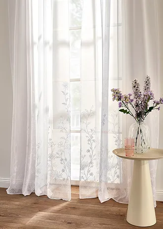 Záclona s recyklovaným polyesterem (1 ks v balení) • bílá s květy • bonprix obchod