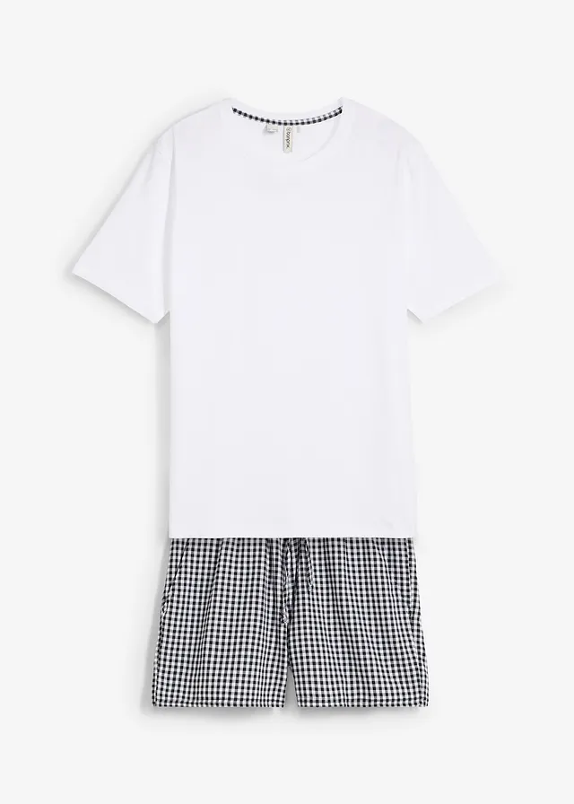 Pijama cu pantaloni scurți și tricou, din din bumbac 100%