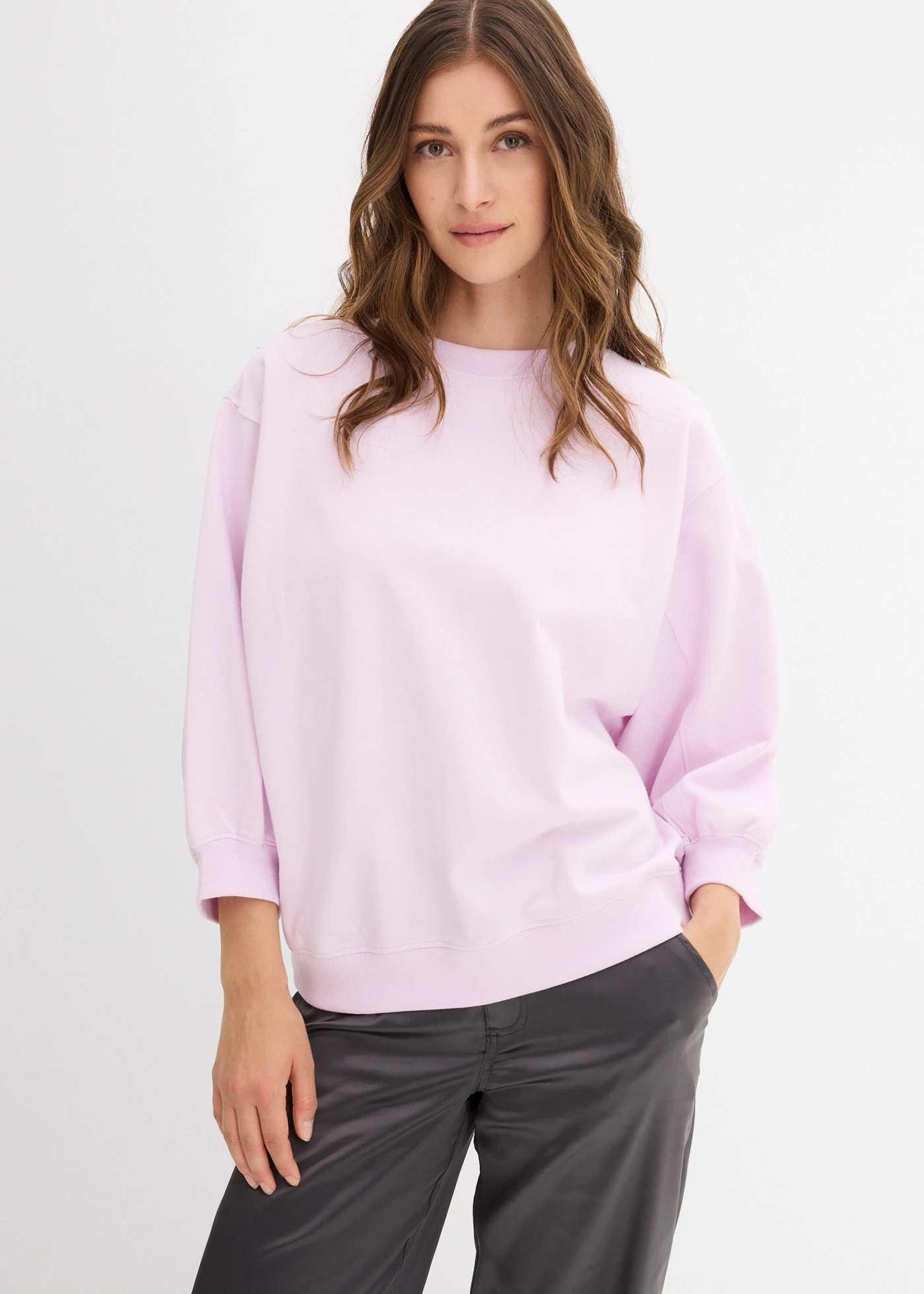 Bluză casual oversize din bumbac 100% • liliachiu pudrat • magazin bonprix