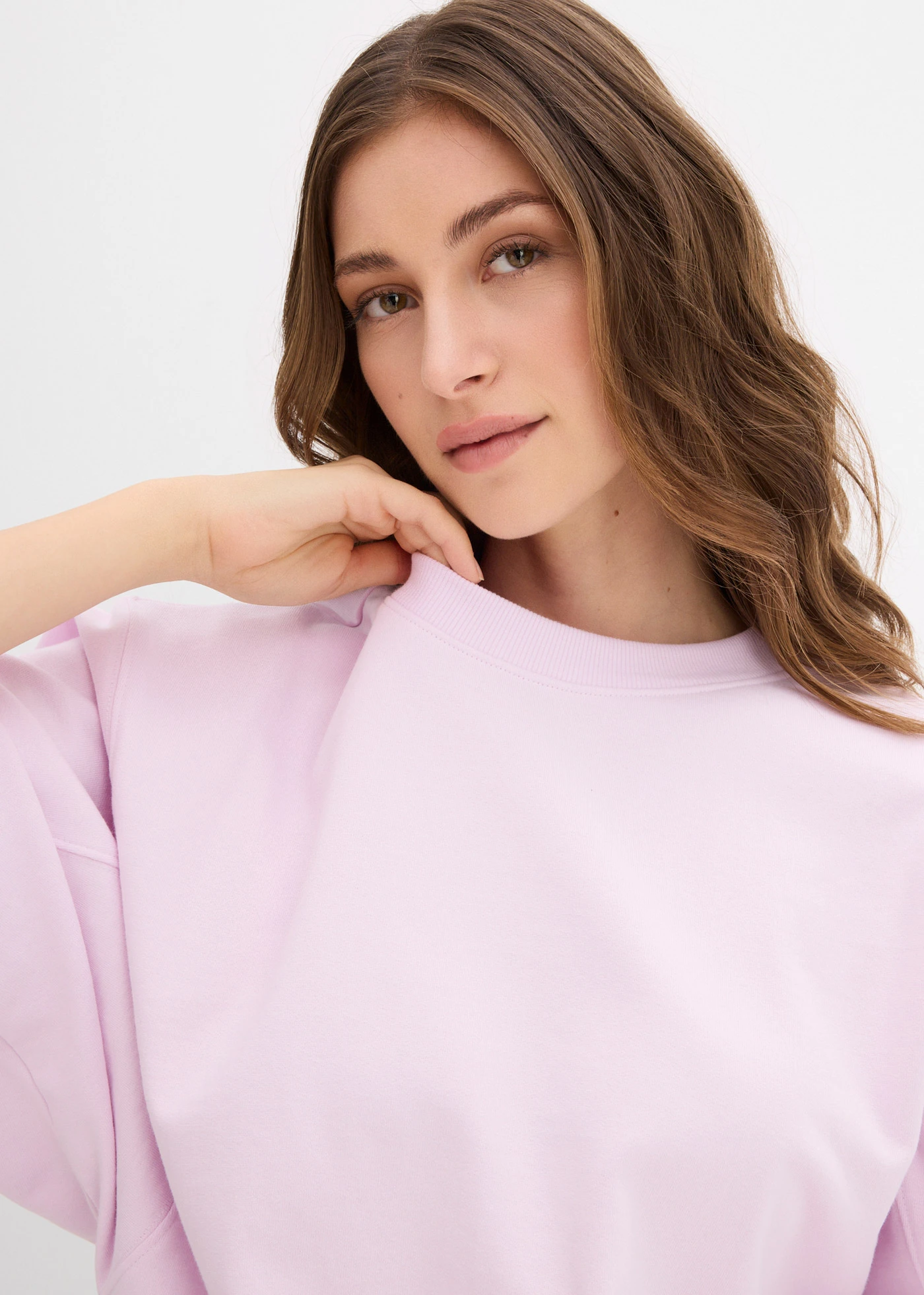 Bluză casual oversize din bumbac 100% • liliachiu pudrat • magazin bonprix