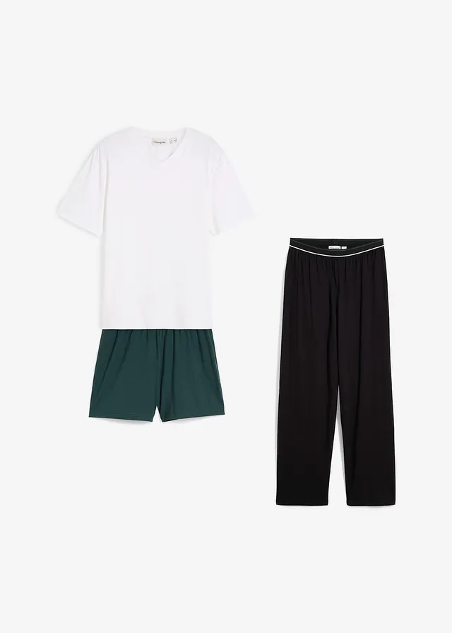 Tricou și 2 perechi pantaloni de pijama (set/3 buc.)