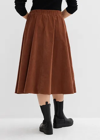 Corduroy rok van katoenmix, Kleur: baksteenbruin