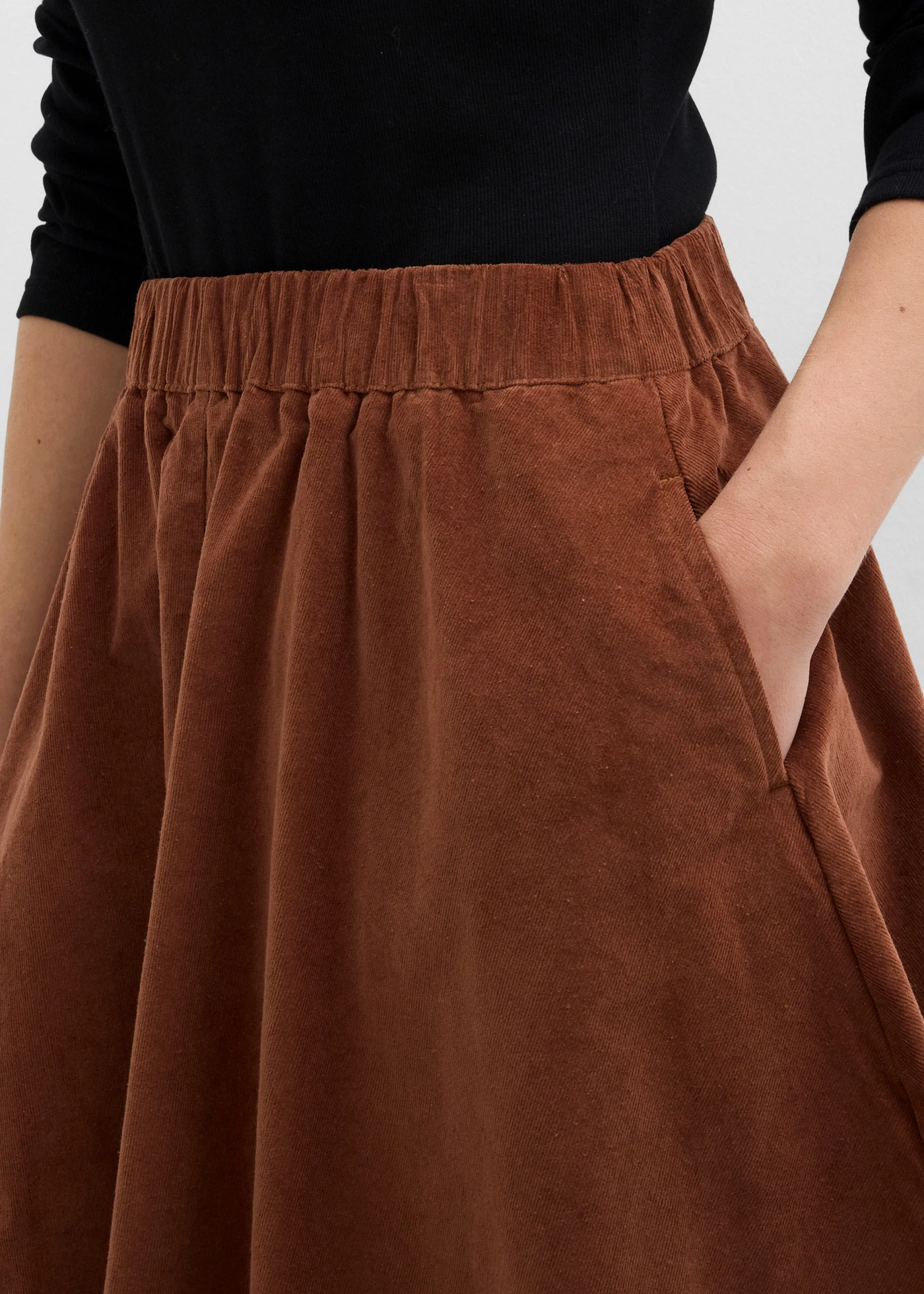 Manšestrová sukně ze směsi s bavlnou • cihlově hnědá • bonprix obchod