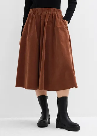 Corduroy rok van katoenmix, Kleur: baksteenbruin