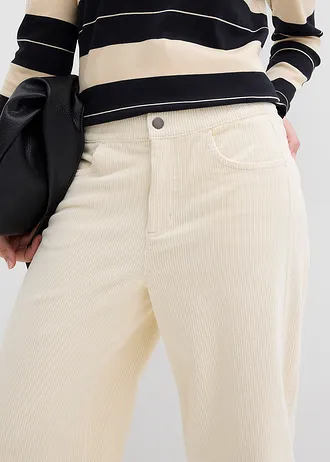Manšestrové kalhoty se střihem Barrel • béžová • bonprix obchod