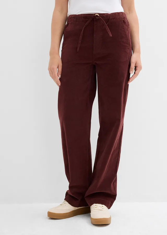 Corduroy broek in een katoenmix, Kleur: koffiebruin