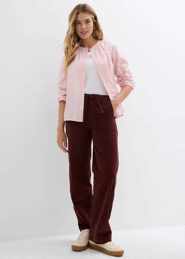 Pantalon en velours côtelé, coton extensible, Couleur: café