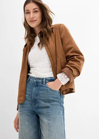 Loose Straight sztreccsfarmer, High Waist • világoskék denim, használt hatású • bonprix áruház