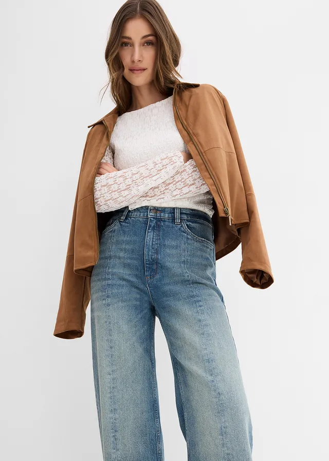 Straight jeans, high waist, low stretch • lichtblauw denim used • product-page.page-title-suffix