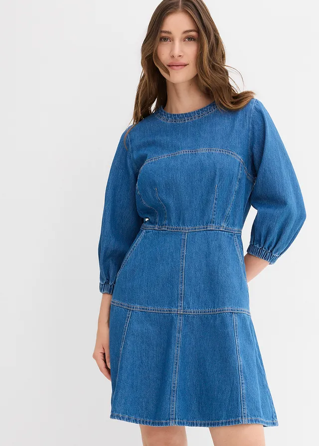 Robe en jean 100% coton, Couleur: bleu stone