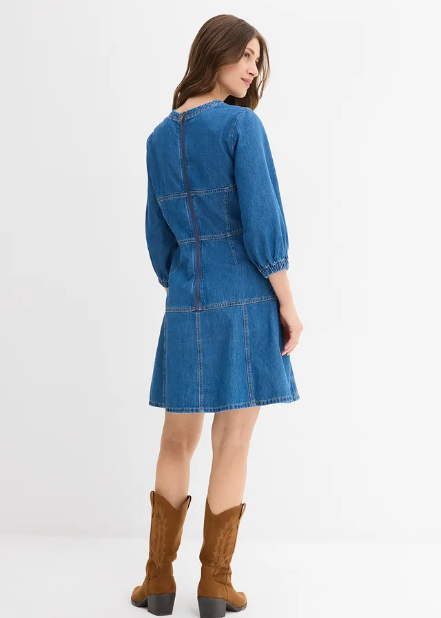 Robe en jean 100% coton, Couleur: bleu stone