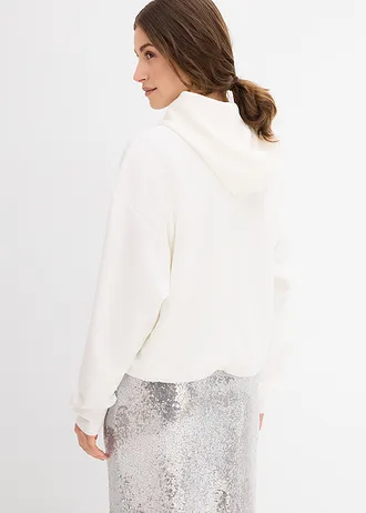 Mikina s kapucí, z mírně lesklé viskózové směsi • přírodní bílá • bonprix obchod