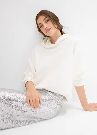 Mikina s kapucí, z mírně lesklé viskózové směsi • přírodní bílá • bonprix obchod