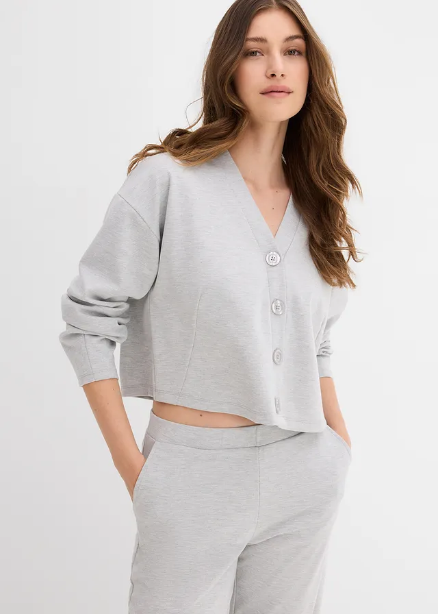 Sweatvest in een viscosemix, Kleur: lichtgrijs gemêleerd mêlee