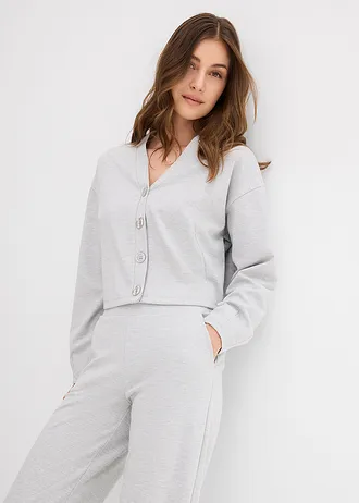 Mikina na zapínání, z viskózové směsi • světle šedý melír melír • bonprix obchod