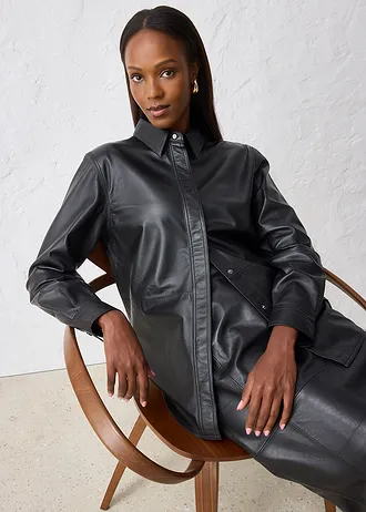 Kožená košile z jehnětiny nappa • černá • bonprix obchod