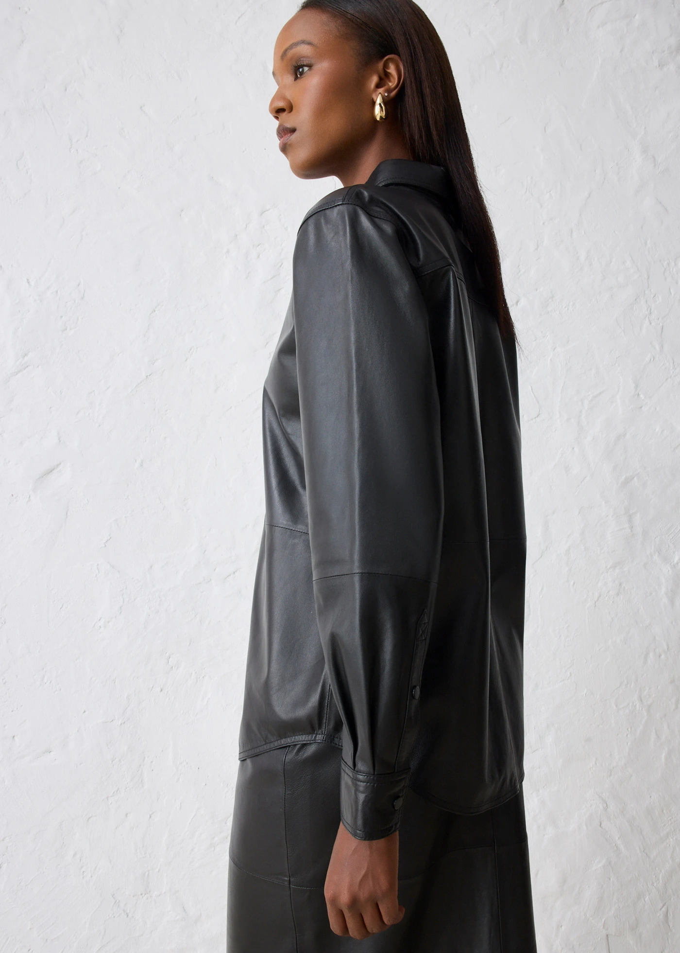 Kožená košile z jehnětiny nappa • černá • bonprix obchod