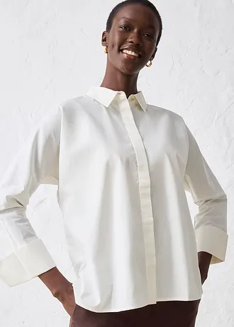 Halenka s podílem hedvábí • přírodní bílá • bonprix obchod