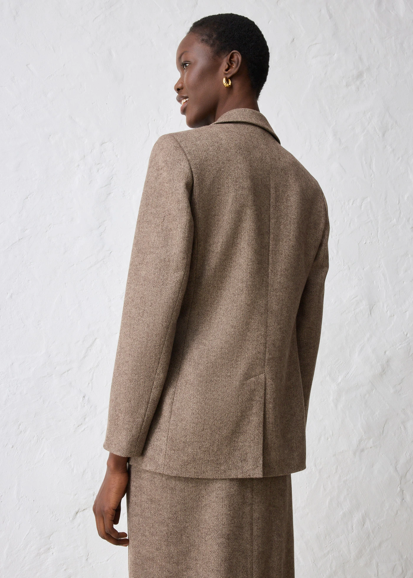 Blazer en laine majoritaire • marron foncé chiné • Boutique bonprix