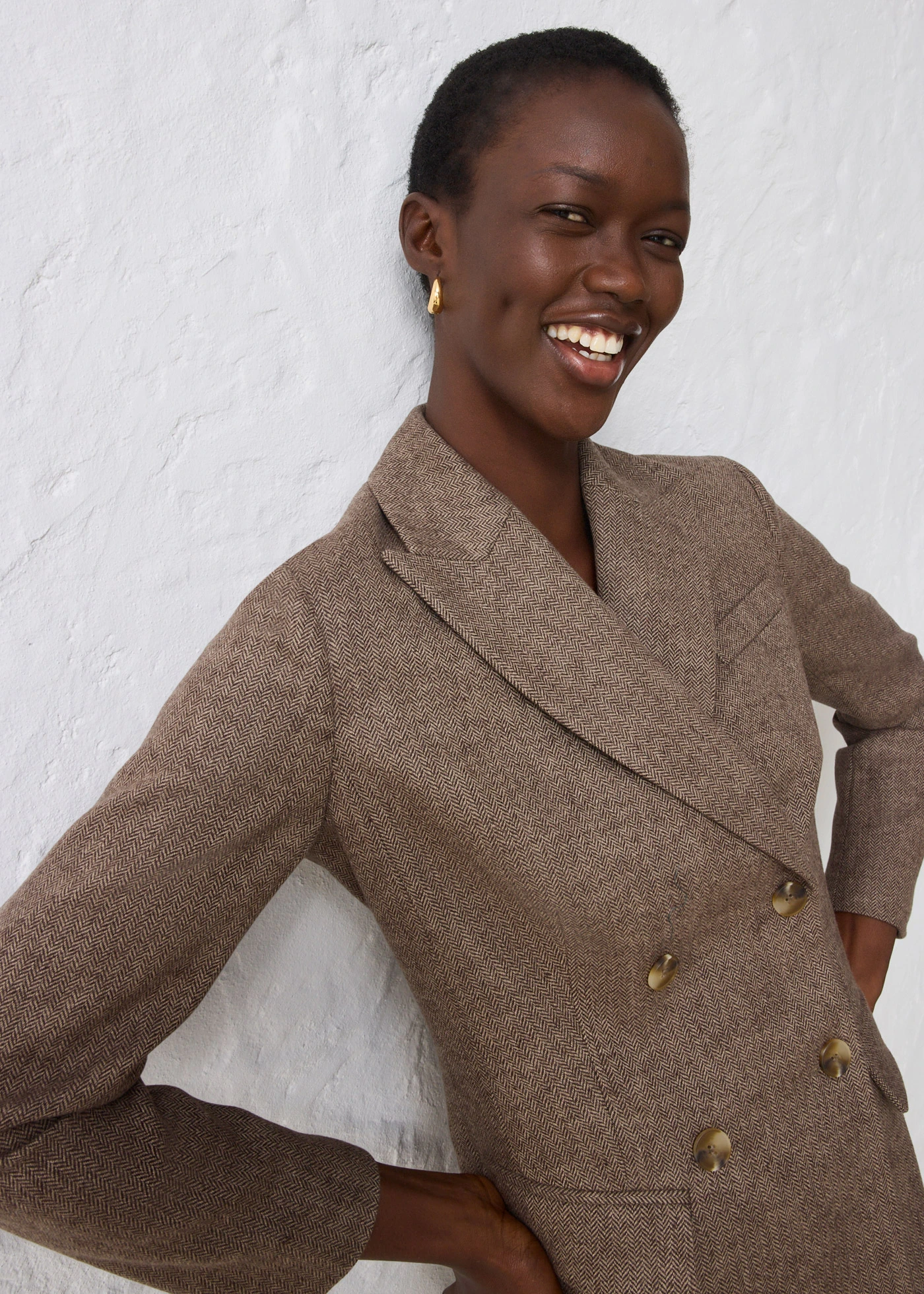 Blazer en laine majoritaire • marron foncé chiné • Boutique bonprix