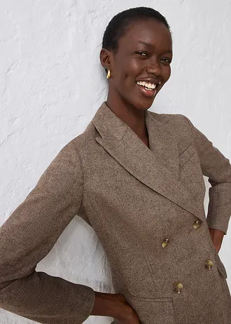 Blejzr z měkké vlněné směsi • tmavě hnědý melír • bonprix obchod