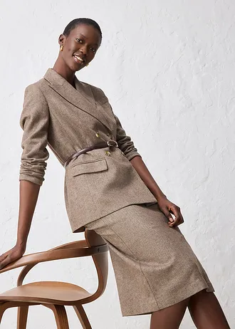 Blazer en laine majoritaire • marron foncé chiné • Boutique bonprix