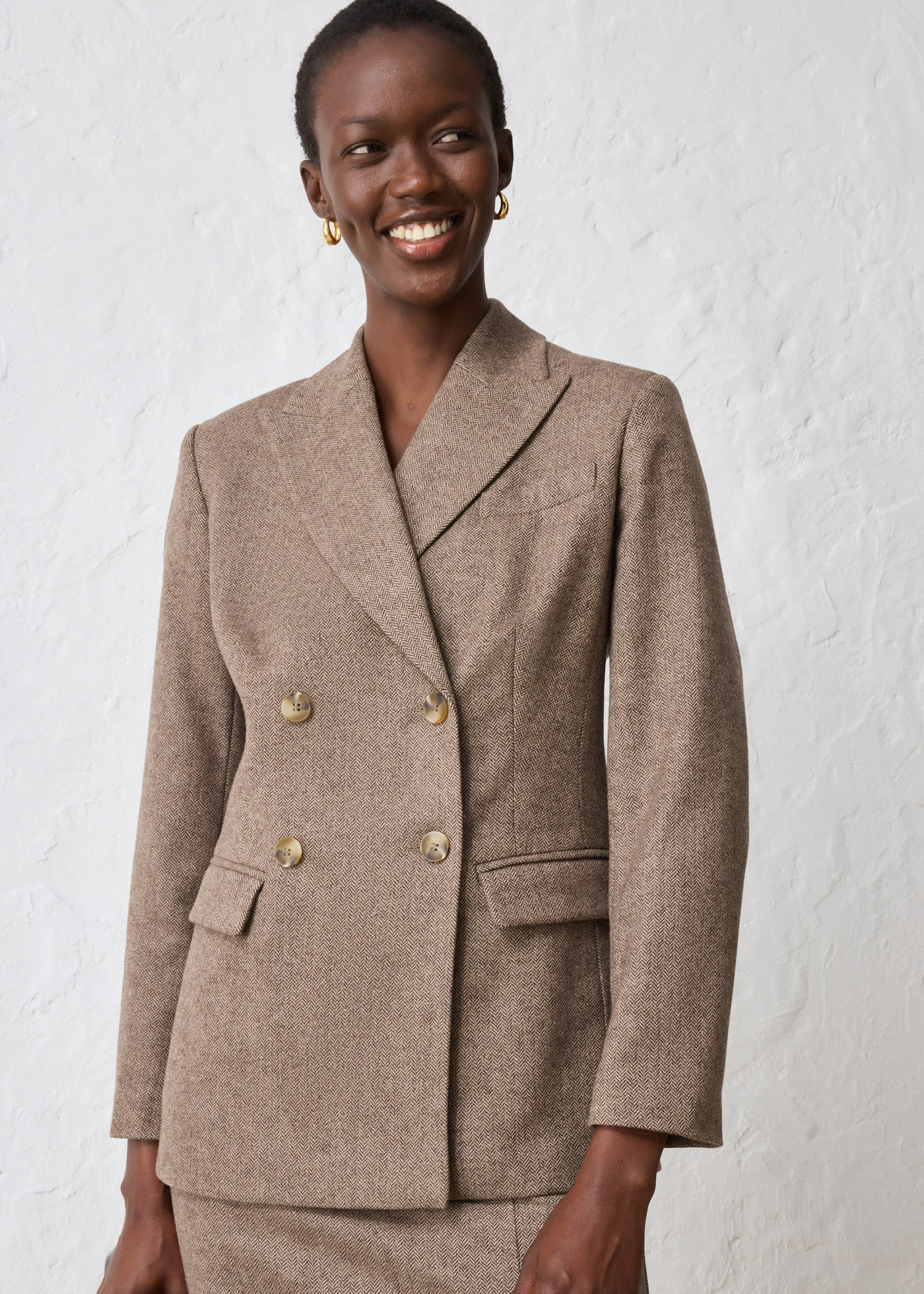 Blazer en laine majoritaire • marron foncé chiné • Boutique bonprix