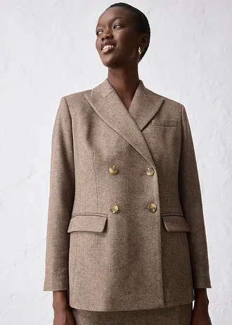 Blejzr z měkké vlněné směsi • tmavě hnědý melír • bonprix obchod