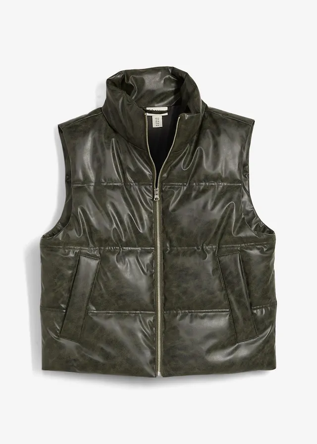 Gilet sans manches enduit et matelassé