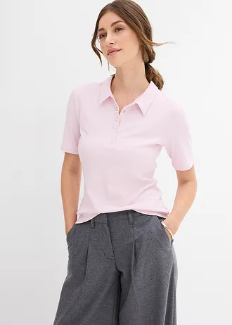 Poloshirt in een viscosemix, Kleur: lila poudre