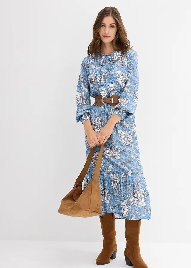 Maxi jurk in een soepele viscosemix toffee