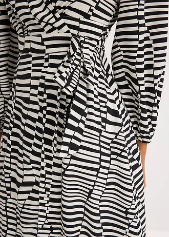 Robe portefeuille • noir-blanc graphique • Boutique bonprix