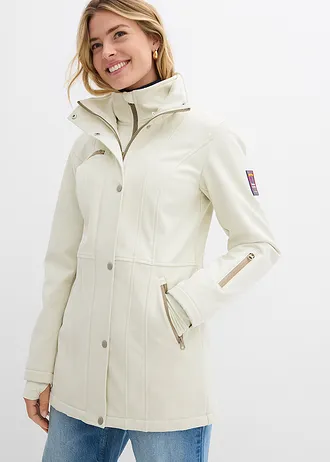 Lange stretch softshell jack, waterafstotend, Kleur: beige