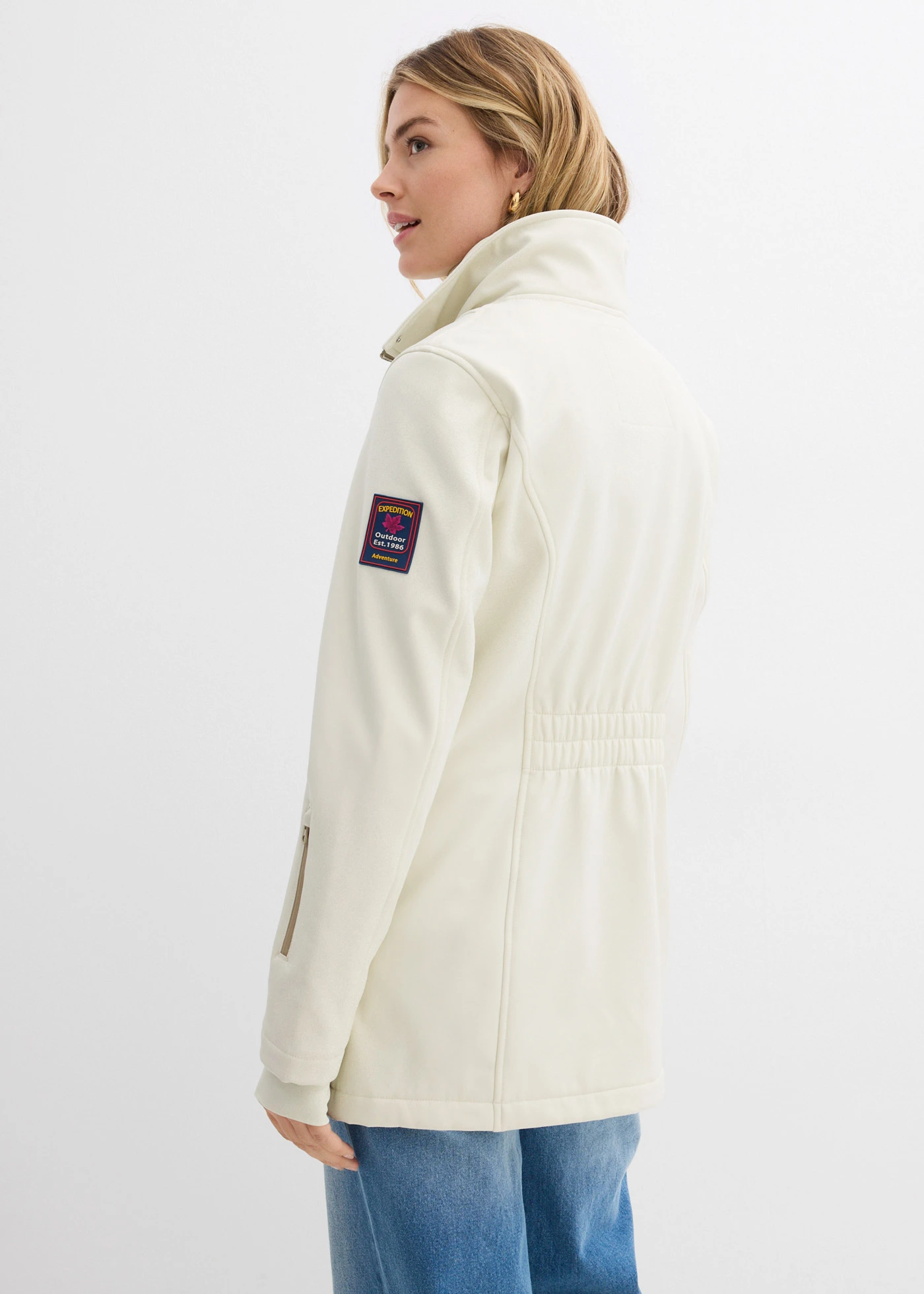 Longue parka en softshell extensible et déperlant • beige • Boutique bonprix