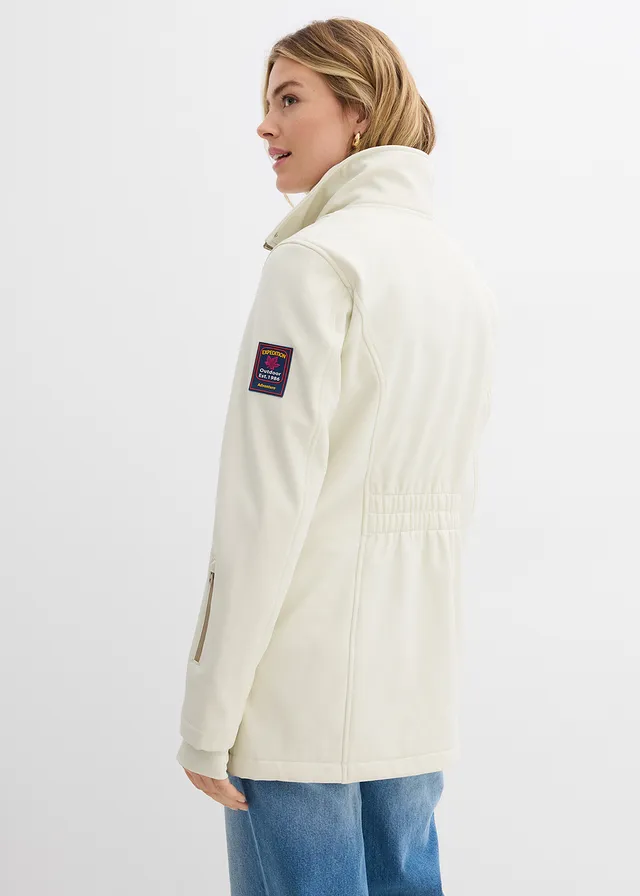 Lange stretch softshell jack, waterafstotend, Kleur: beige