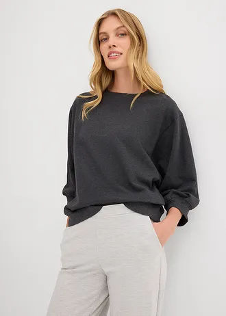 Oversize mikina z čisté bavlny • antracitový melír • bonprix obchod