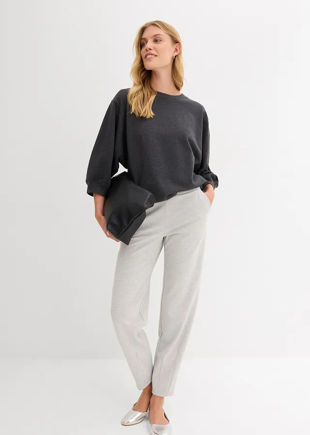 Mikina oversize, z čistej bavlny antracitová melírovaná