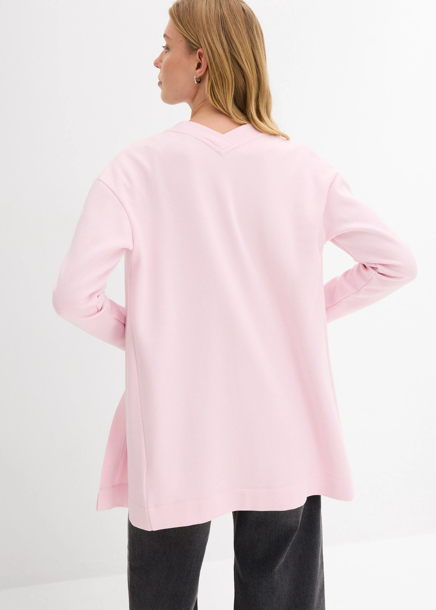 Gilet long en sweat doux • mauve poudré • Boutique bonprix