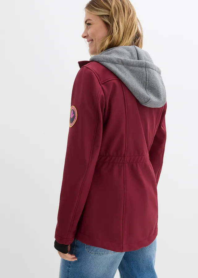Veste longue en softshell déperlant, style 2 en 1 • bordeaux • product-page.page-title-suffix