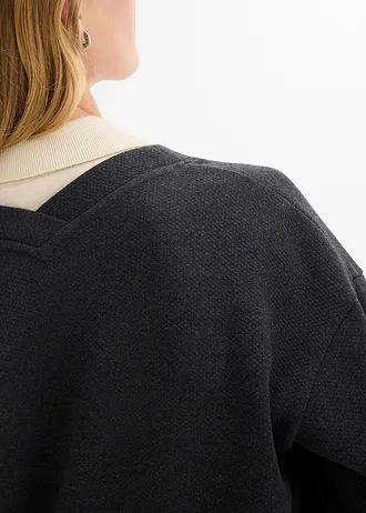 Gilet long en sweat doux • anthracite chiné • Boutique bonprix