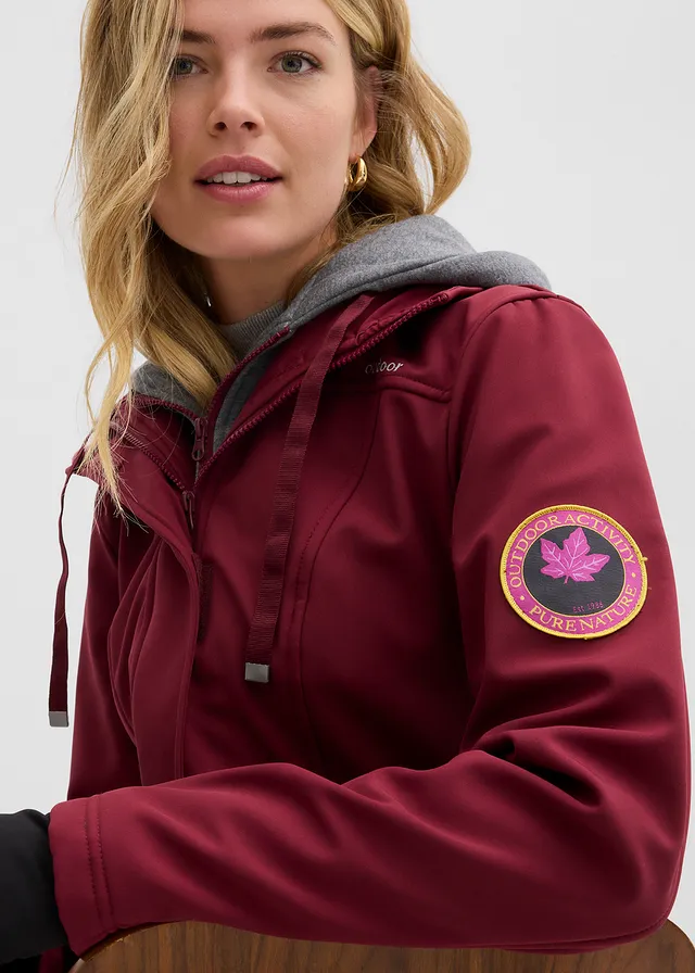 Veste longue en softshell déperlant, style 2 en 1 • bordeaux • product-page.page-title-suffix