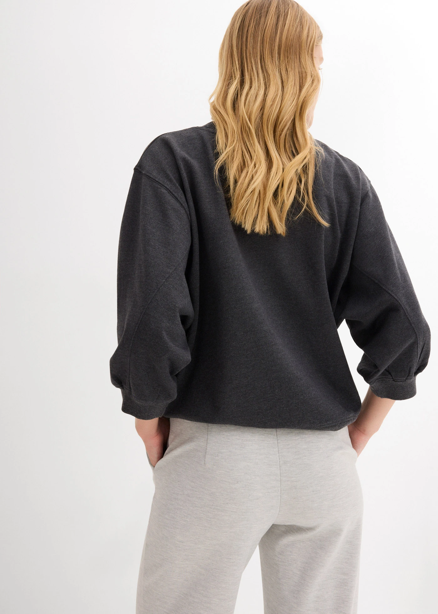 Oversize mikina z čisté bavlny • antracitový melír • bonprix obchod