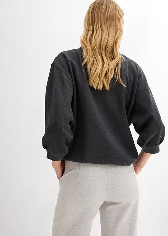 Oversize mikina z čisté bavlny • antracitový melír • bonprix obchod