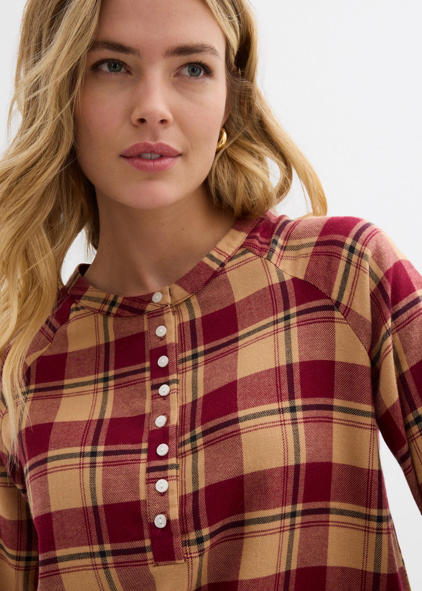 Tuniková halenka z flanelu • švestkově červená kostka • bonprix obchod