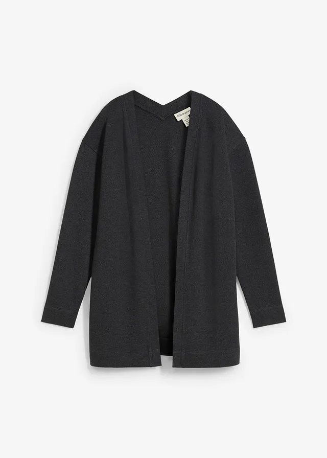 Gilet long en sweat doux • anthracite chiné • Boutique bonprix