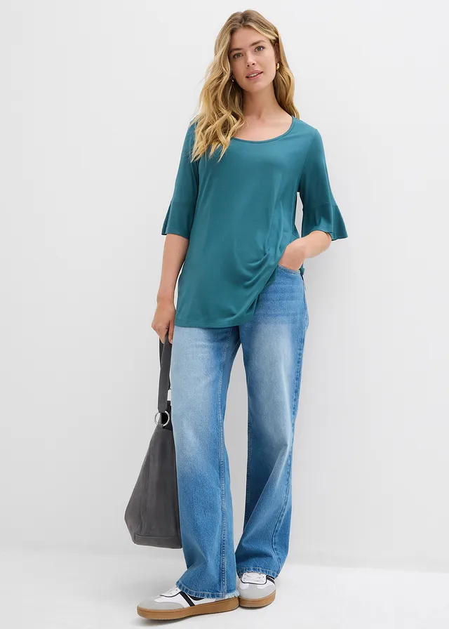 T-shirt en viscose douce, Couleur: vert poivre